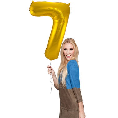 Cijfer Ballon 7 - Goud - 86 cm