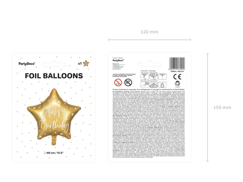 Happy Birthday Ster Helium Ballon Goud 40 cm