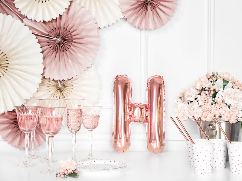 Letter Ballon H Rose Goud - 35 cm
