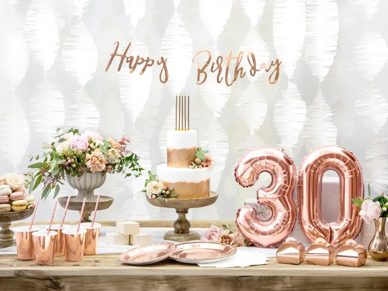 Cijfer Ballon 3 Rose Goud 35 cm