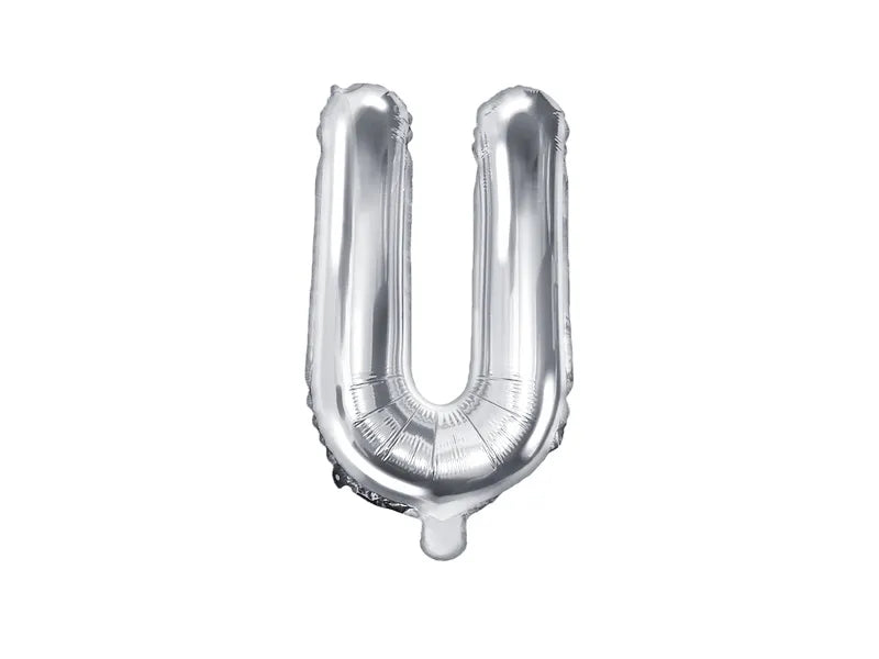 Letter Ballon U Zilver - 35 cm