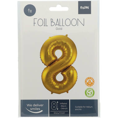 Cijfer Ballon 8 - Goud - 86 cm