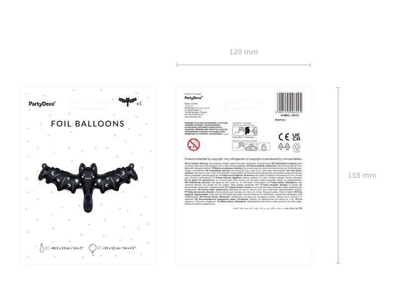 Vleermuis Helium Ballon - 40,5 cm