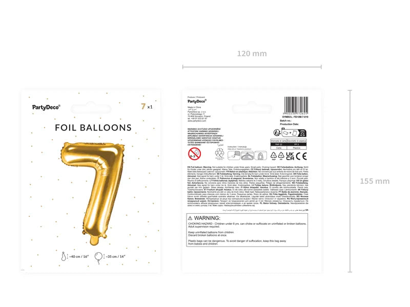 Cijfer Ballon 7 Goud 35 cm