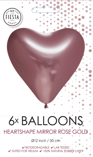 Rose Gouden Hartjes Ballonnen - 6 stuks - 30 cm