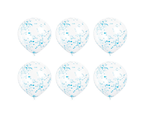 Licht Blauwe Confetti Ballonnen - 6 stuks - 30,5 cm