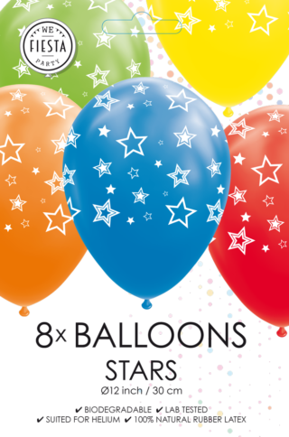 Gekleurde Ballonnen Sterren - 8 stuks - 30 cm