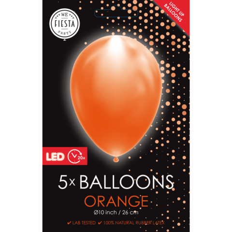 Oranje Led Ballonnen - 5 stuks - 25 cm