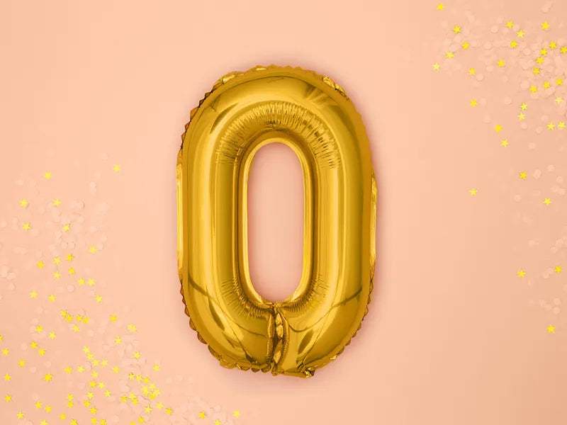 Cijfer Ballon 0 Goud 35 cm