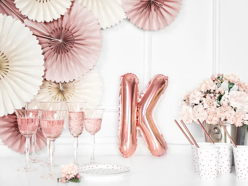 Letter Ballon K Rose Goud - 35 cm
