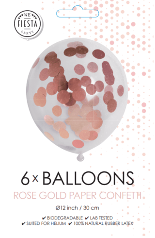 Confetti Ballonnen - Rose Goud - 6 stuks - 30 cm