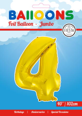 Cijfer Ballon 4 Goud 102 cm