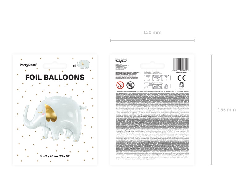 Olifant Helium Ballon 83 cm