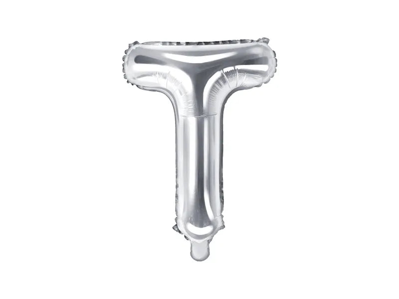 Letter Ballon T Zilver - 35 cm