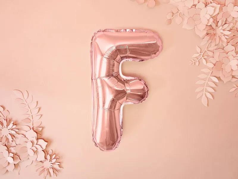 Letter Ballon F Rose Goud - 35 cm