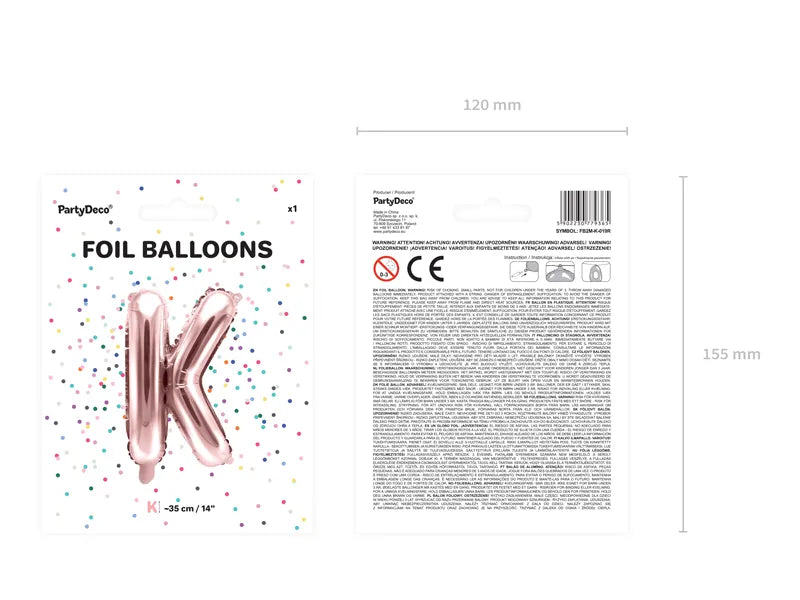 Letter Ballon K Rose Goud - 35 cm