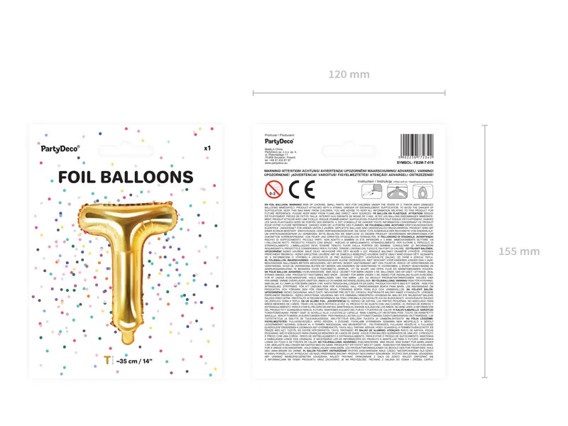 Letter Ballon T Goud - 35 cm