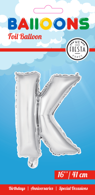 Letter Ballon K - Zilver - 41 cm