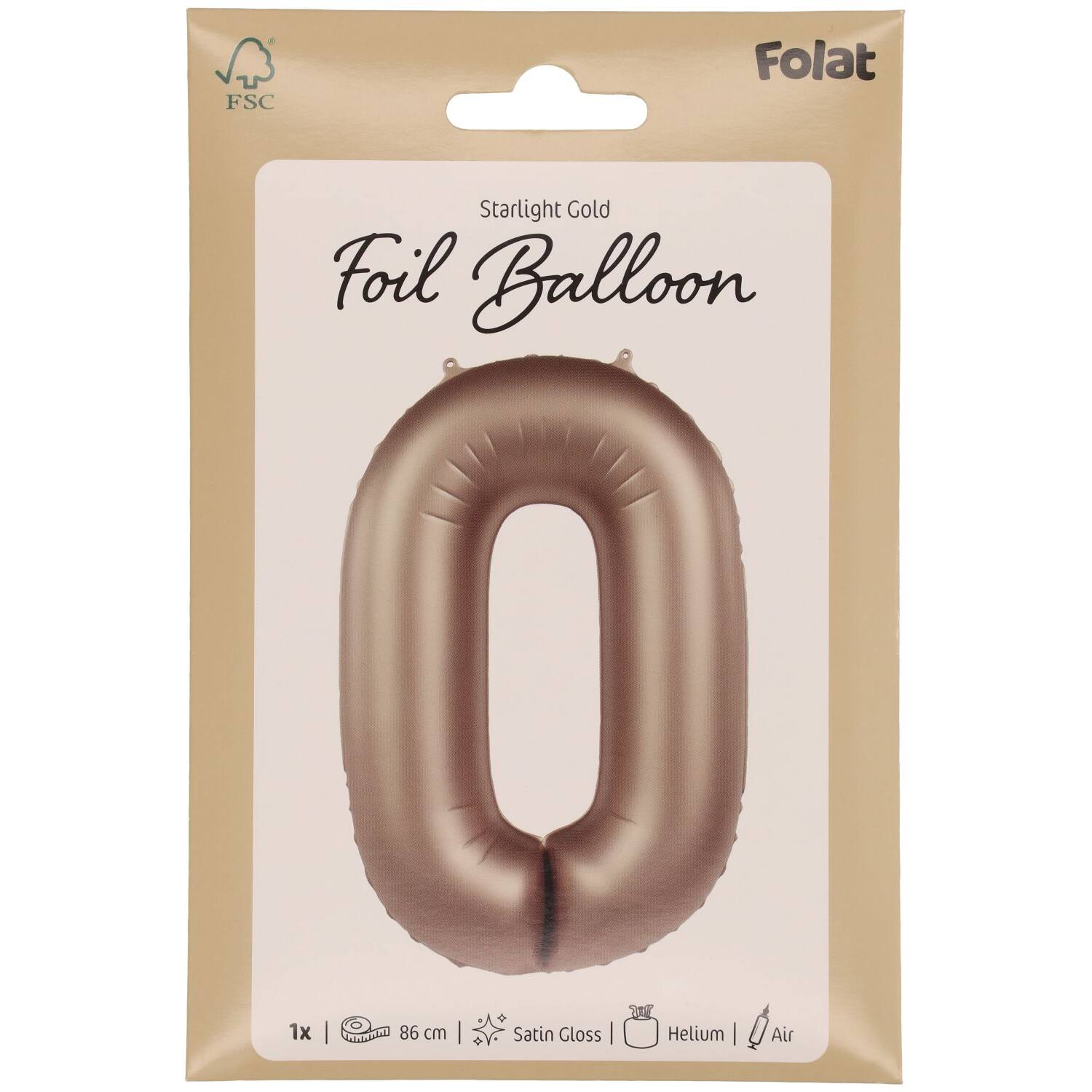 Cijfer Ballon 0 - Starlight Goud - 86 cm