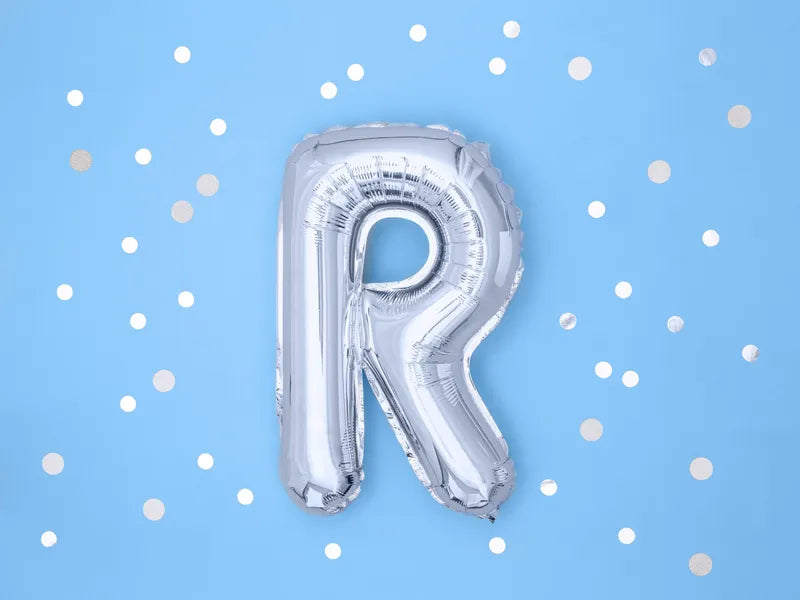Letter Ballon R Zilver - 35 cm
