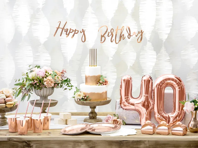 Cijfer Ballon 4 Rose Goud 35 cm