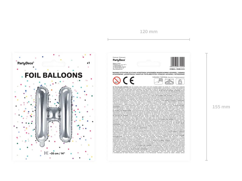 Letter Ballon H Zilver - 35 cm