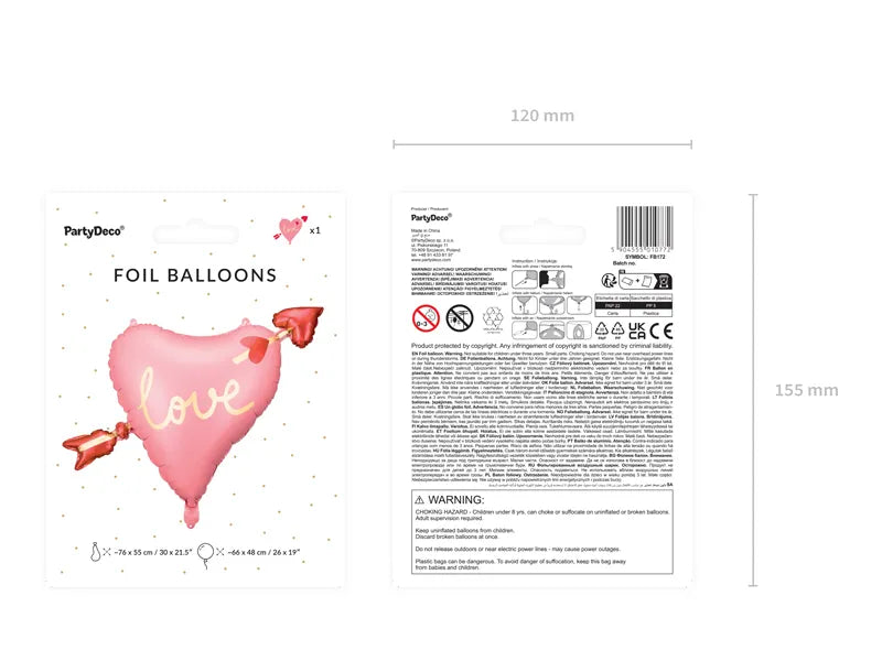 Hart Met Pijl Helium Ballon - 76 cm