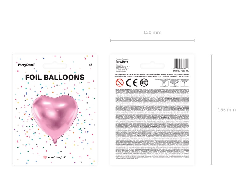 Hart Ballon Roze 45 cm