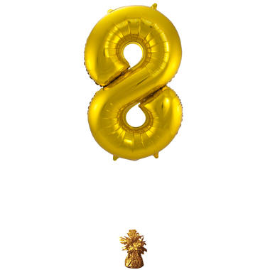 Cijfer Ballon 8 - Goud - 86 cm