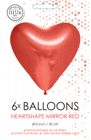 Hartjes Ballonnen - Rood - 6 stuks - 30 cm