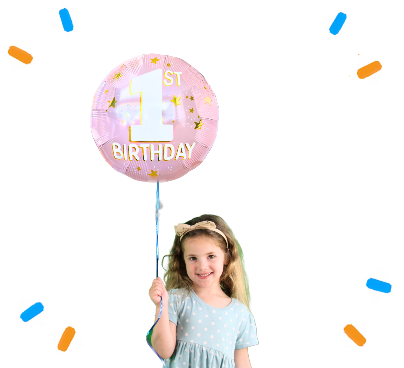 1st Birthday Helium Ballon Roze - Gevuld Met Helium - 46 cm