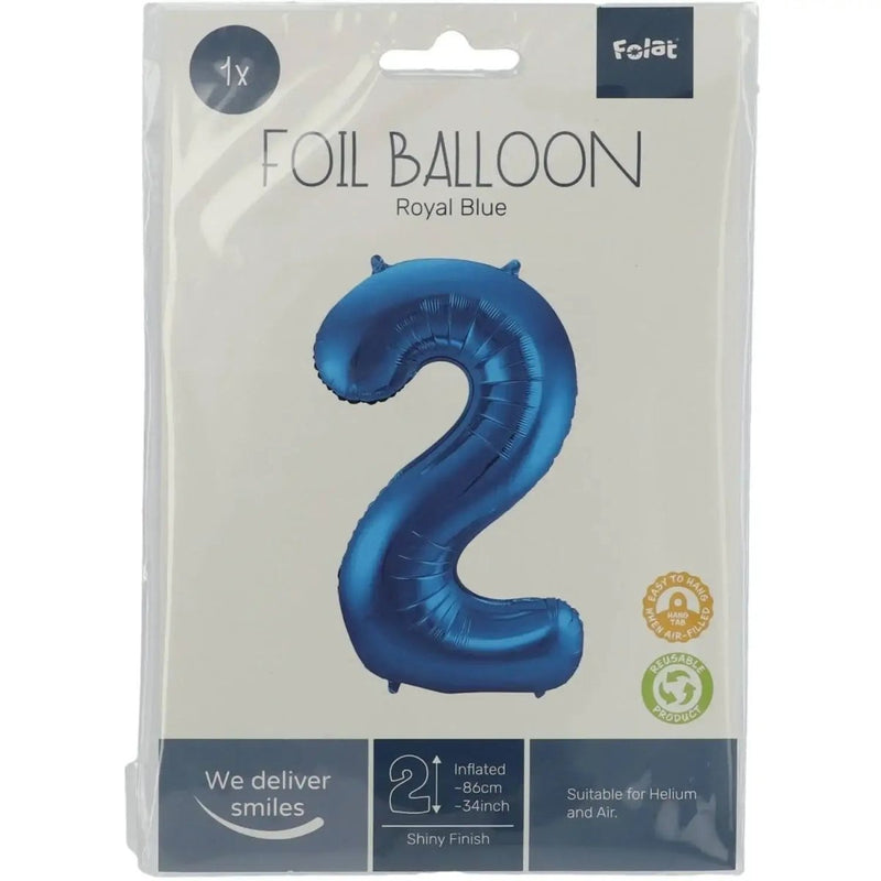 2 Jaar Cijfer Blauw XL Ballon - Ballonnenshop.nl