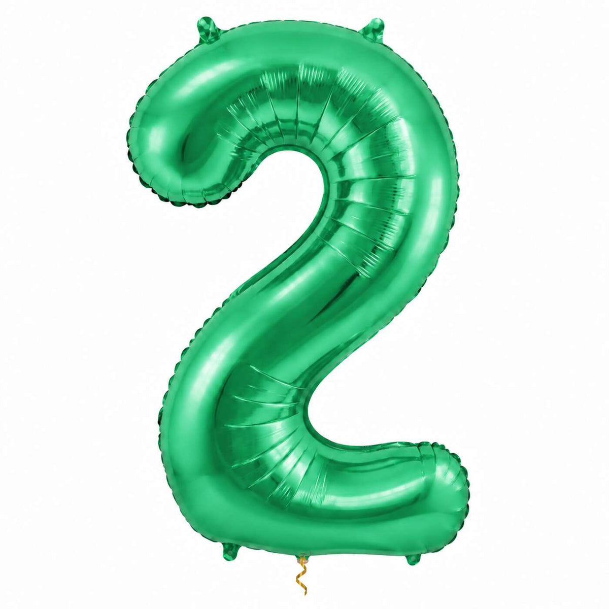 2 Jaar Cijfer Lichtgroen XL met dun metallic gouden lint op witte achtergrond – Ballonnenshop.nl