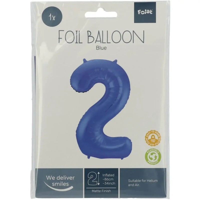 2 Jaar Cijfer Mat Blauw XL - Ballonnenshop.nl