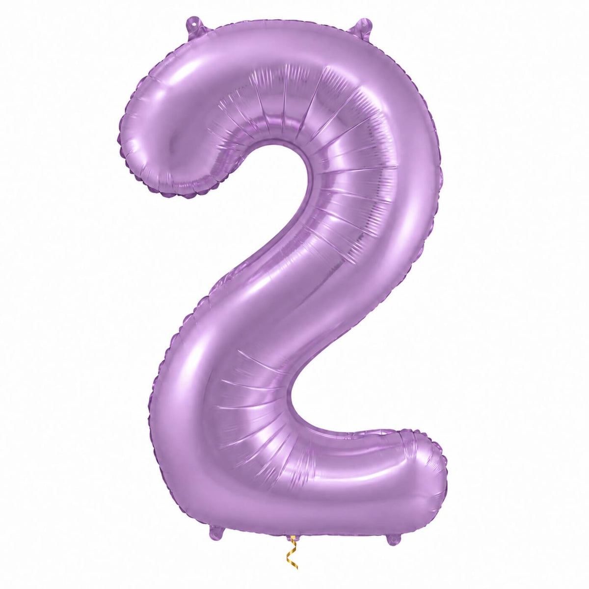 2 Jaar Cijfer Paars XL Ballon met dun metallic gouden lint op witte achtergrond – Ballonnenshop.nl