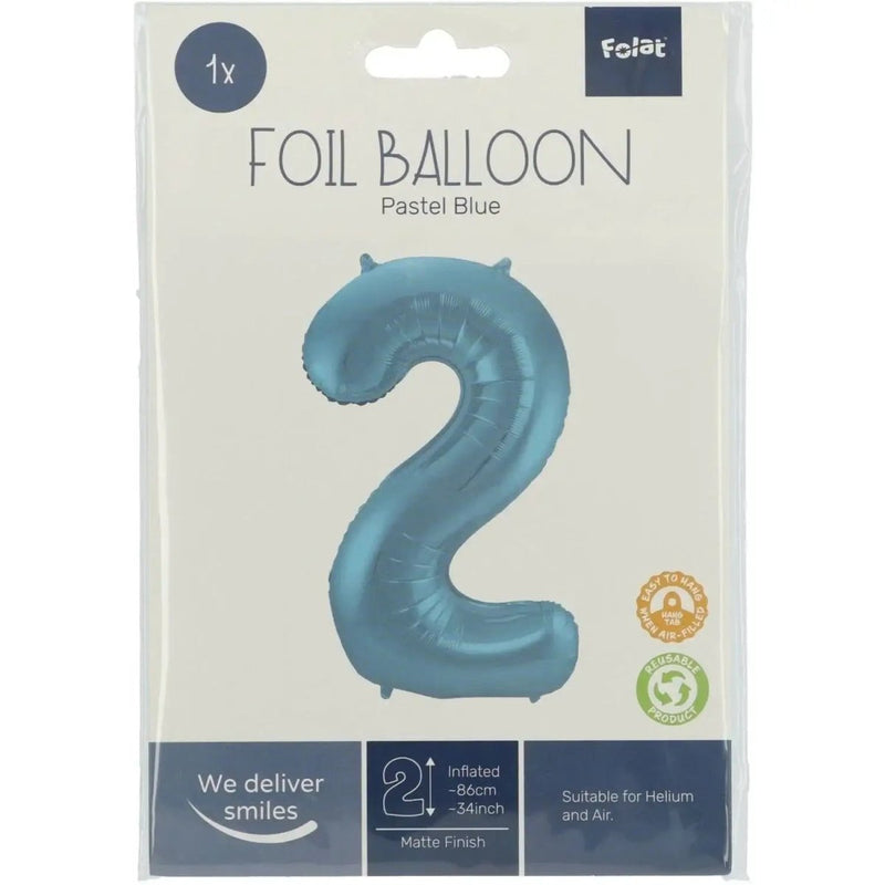 2 Jaar Cijfer Pastel Blauw XL - Ballonnenshop.nl