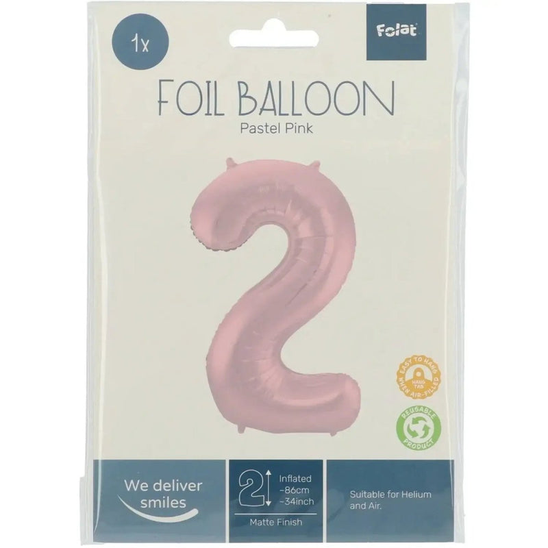 2 Jaar Cijfer Pastel Roze XL - Ballonnenshop.nl