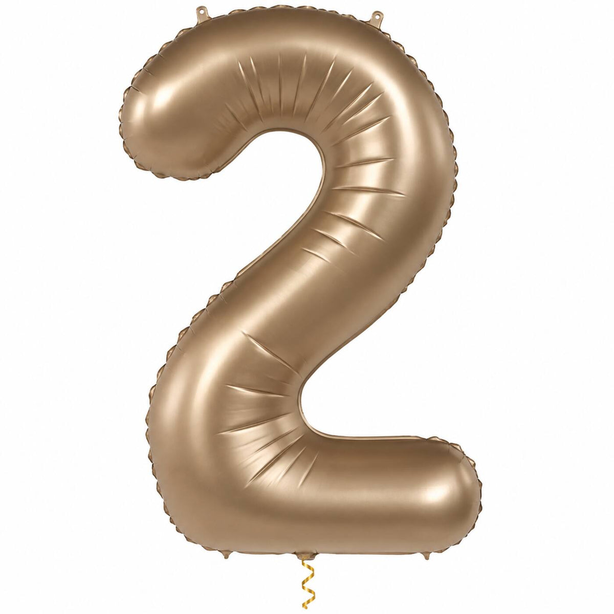 2 Jaar Cijfer Starlight Goud XL met dun metallic gouden lint op witte achtergrond – Ballonnenshop.nl