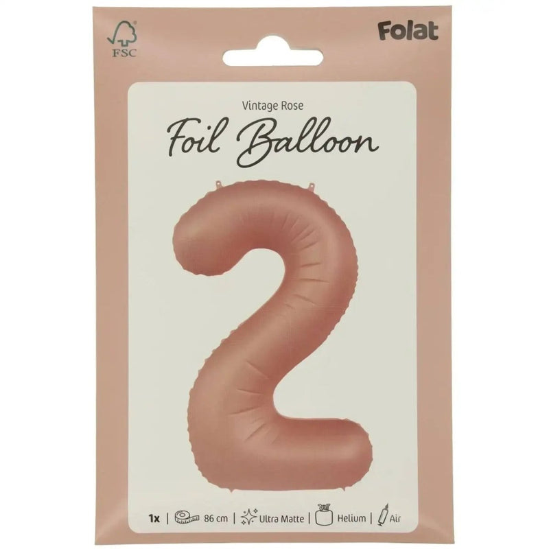 2 Jaar Cijfer Vintage Rose XL - Ballonnenshop.nl