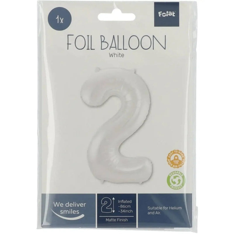 2 Jaar Cijfer Wit XL Ballon - Ballonnenshop.nl
