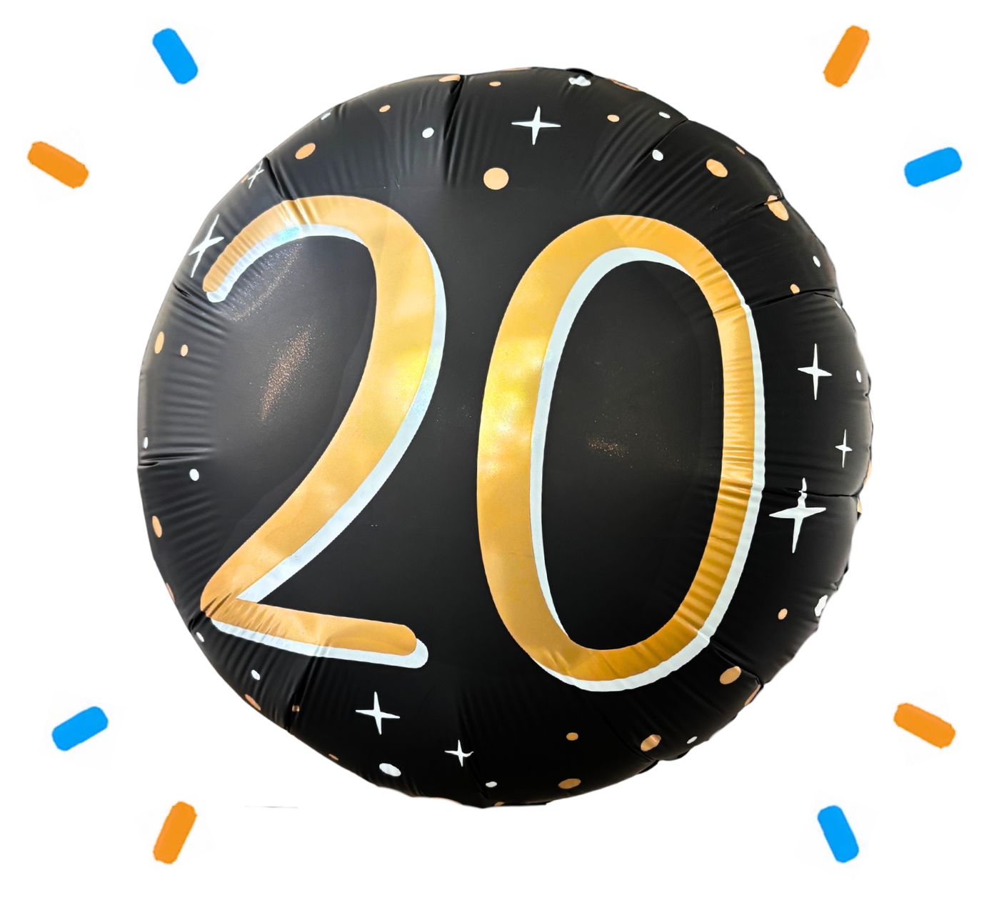 20 Jaar Helium Ballon Zwart/Goud - Gevuld Met Helium - 46 cm
