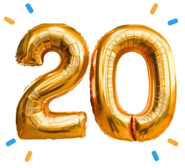 20 Jaar Cijfer Ballonnen Goud - Gevuld Met Helium - 66 cm - Ballonnenshop.nl