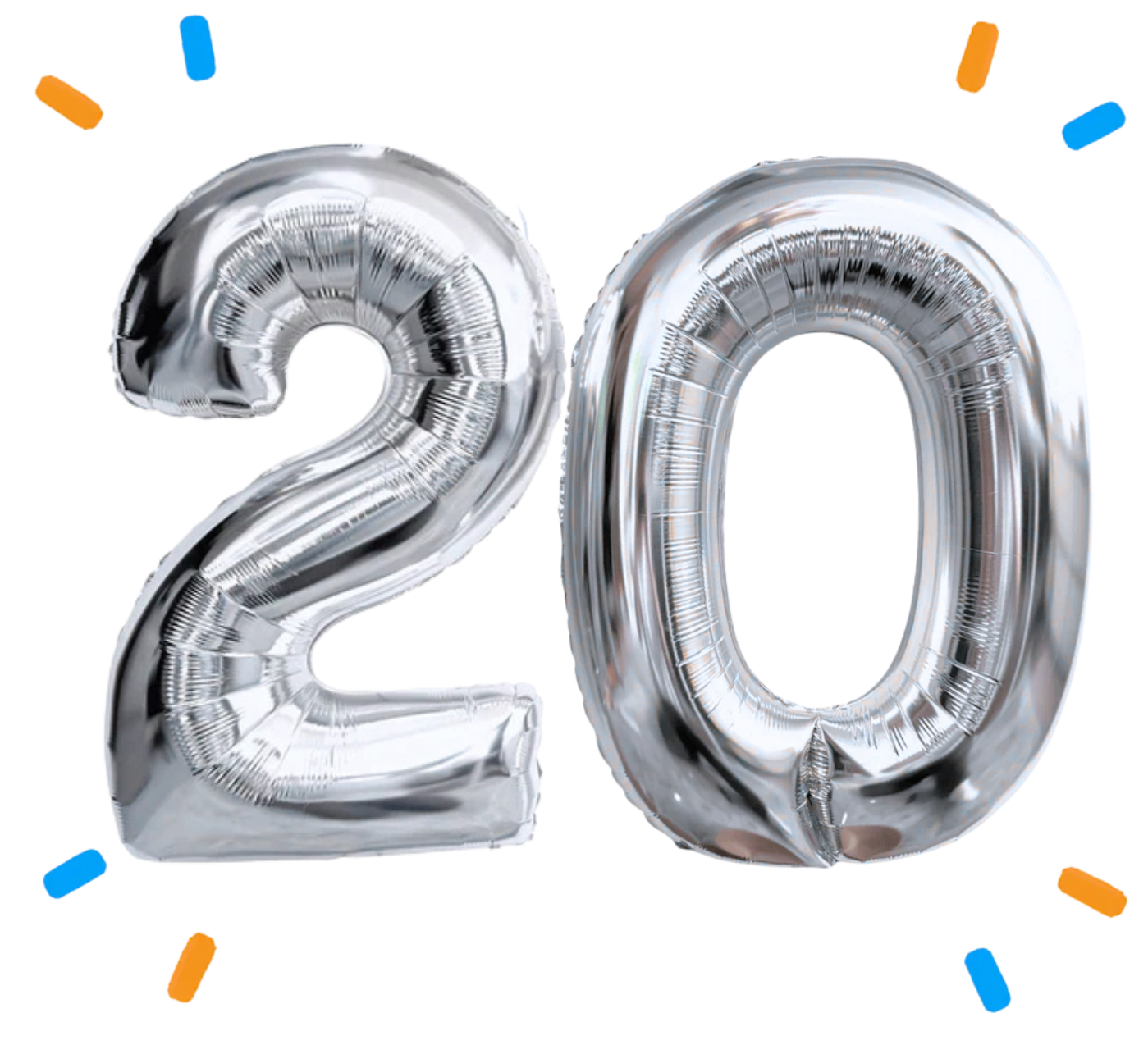 20 Jaar Cijfer Ballonnen Zilver - Gevuld Met Helium - 66 cm