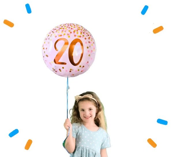 20 Jaar Helium Ballon Roze - Gevuld Met Helium - 46 cm - Ballonnenshop.nl