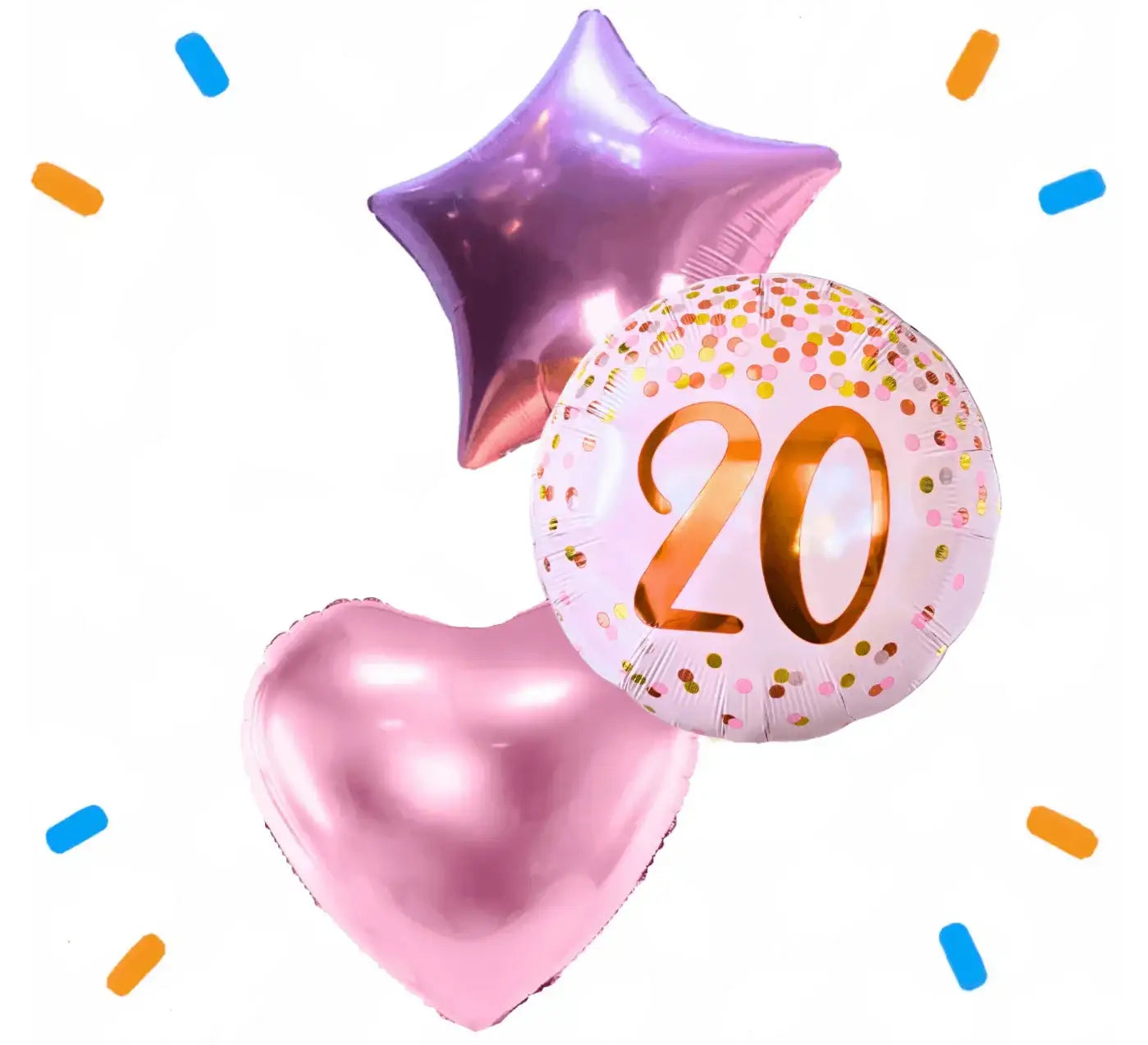 20 Jaar Trosje Roze/Rose Goud - Gevuld Met Helium - 46 cm - Ballonnenshop.nl