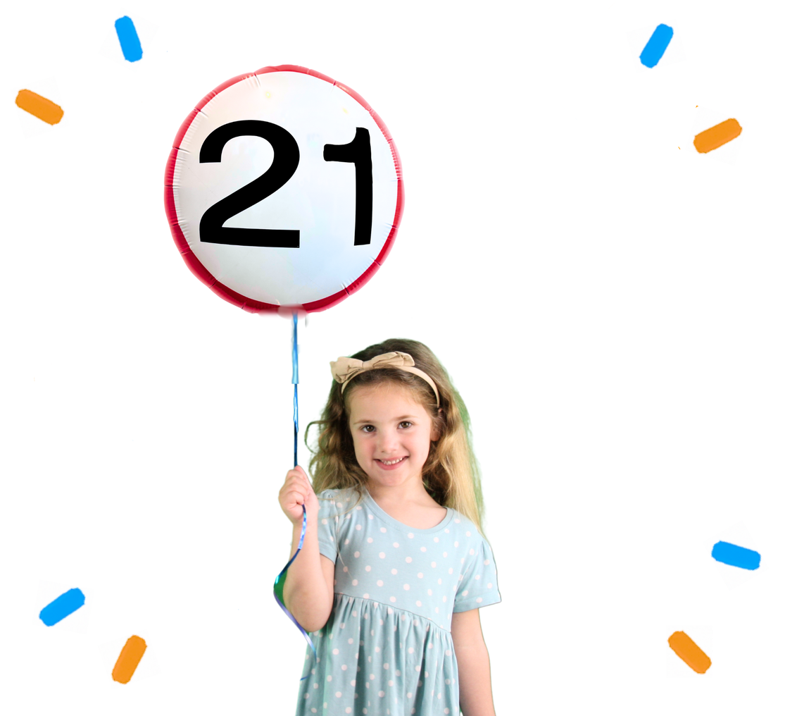 Helium Ballon Verkeersbord 21 Jaar - Gevuld Met Helium - 45 cm