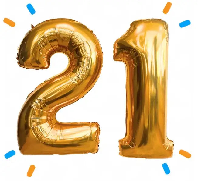 21 Jaar Cijfer Ballonnen Goud - Gevuld Met Helium - 66 cm - Ballonnenshop.nl