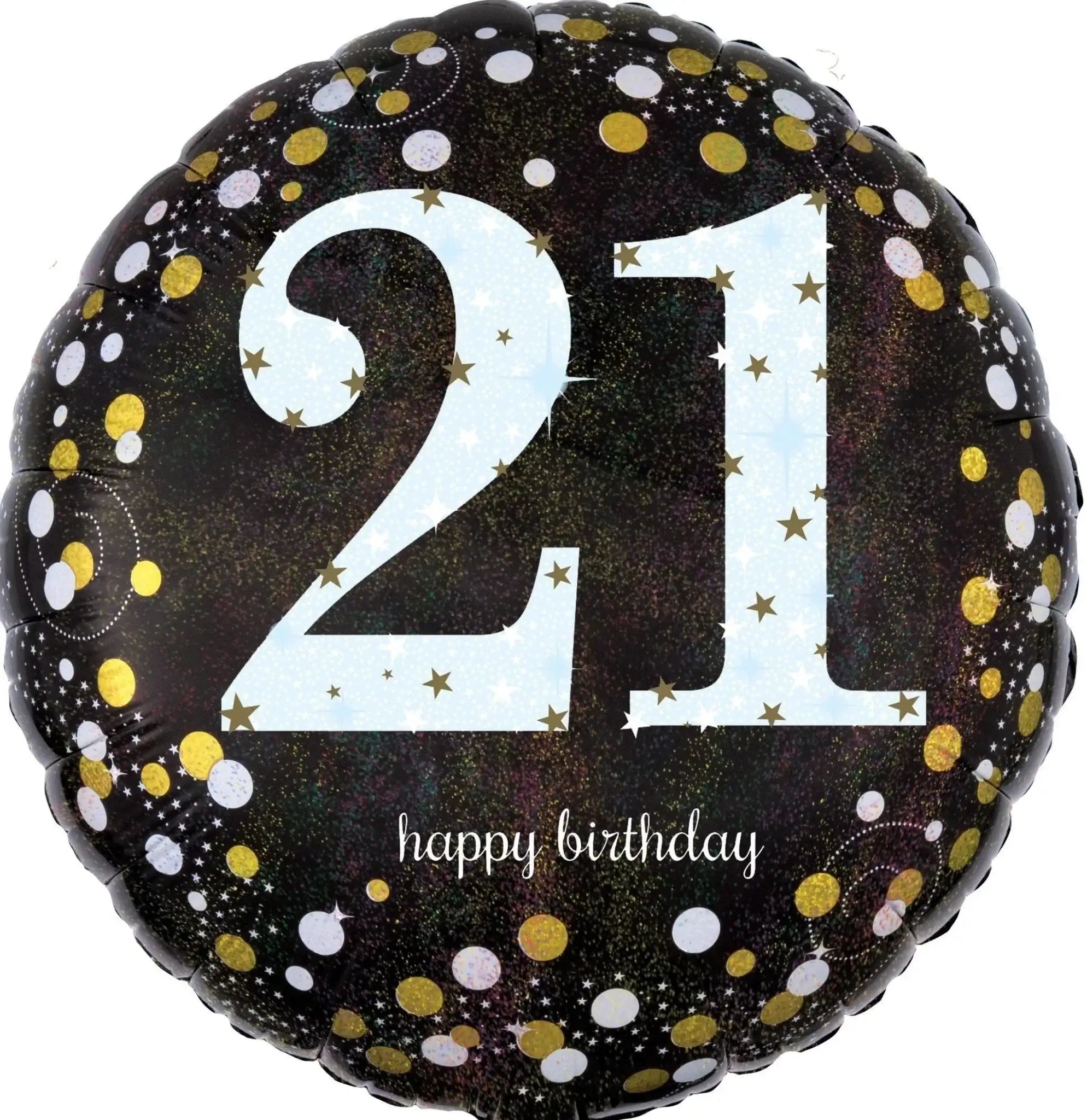 21 Jaar Folie Ballon Zwart/Zilver/Goud - 46 cm - Ballonnenshop.nl