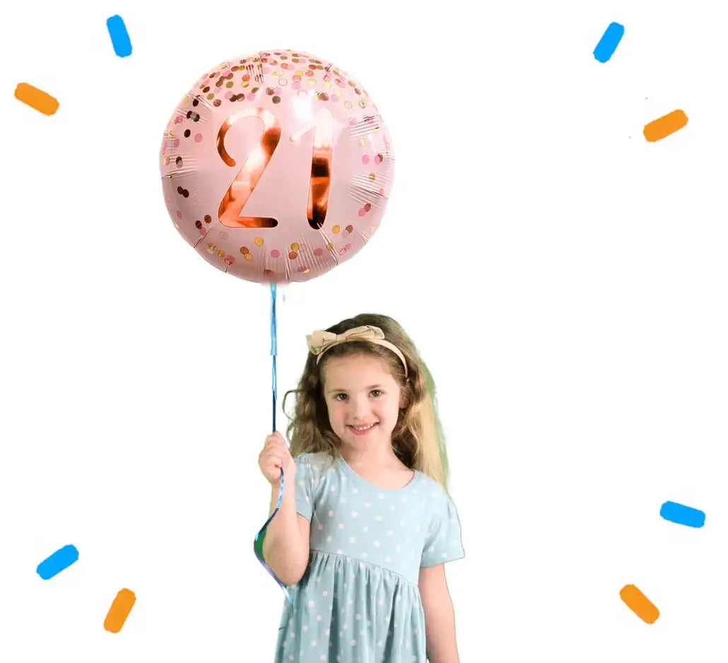 21 Jaar Helium Ballon Roze - Gevuld Met Helium - 46 cm - Ballonnenshop.nl