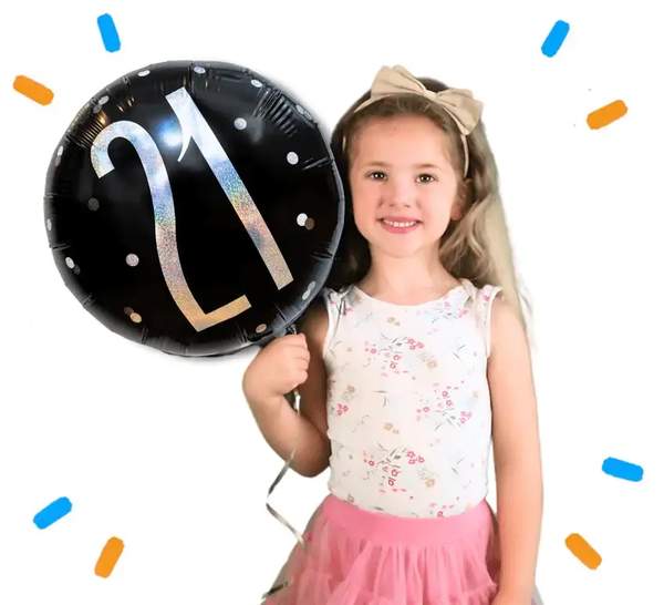 21 Jaar Helium Ballon Zwart - Gevuld Met Helium - 45 cm - Ballonnenshop.nl